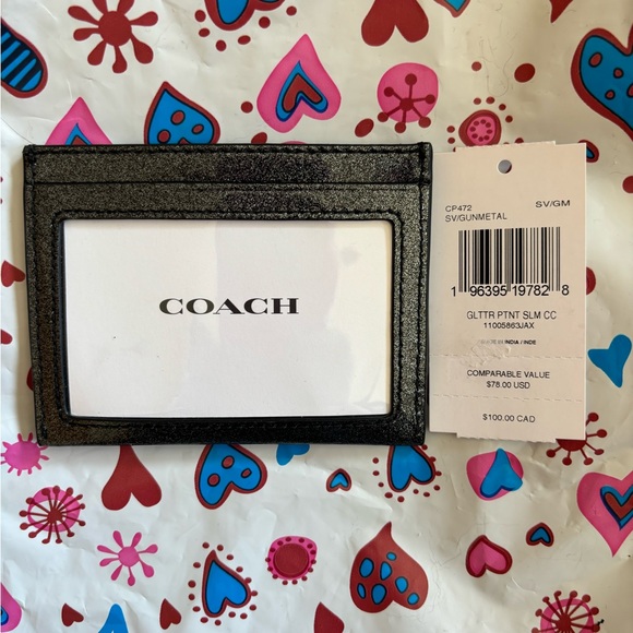 NWT COACH BLACK GLITTER💎💎🖤CARD HOLDER! No CALLOUTS - Picture 3 of 3